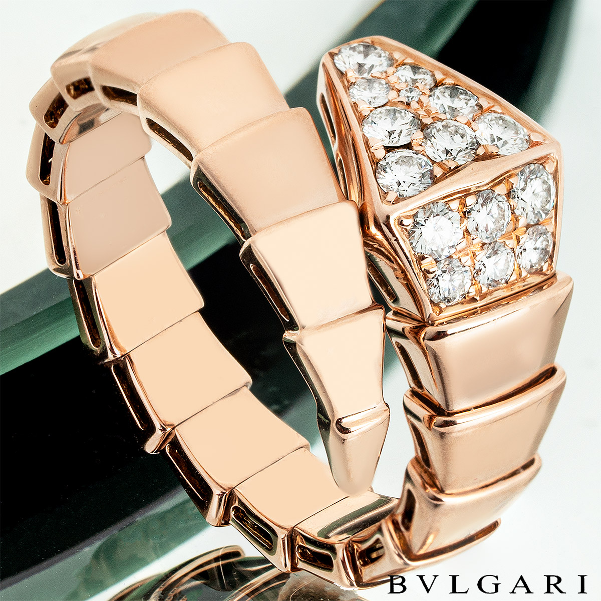 Bvlgari Rose Gold Diamond Serpenti Viper Ring 345219